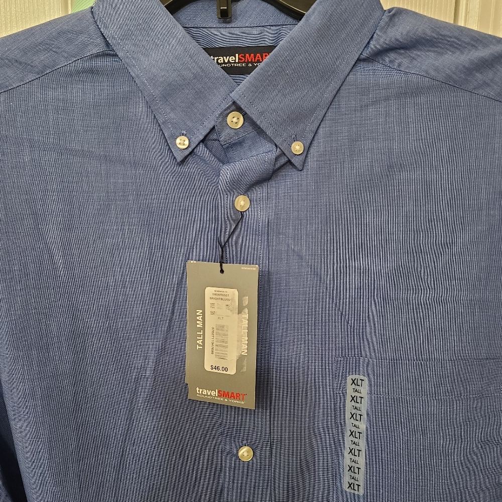 Designer Men's XLT ROUNDTREE AND YORKE Travel Smart, Button-down Shirt